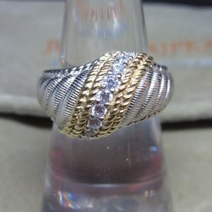 Judith Ripka Sterling/Gold Vermeil CZ Ring Sz 7